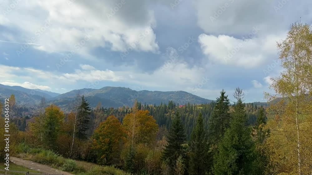 The landscape of Carpathian Mountains in the sunny weather. Perfect weather condition in the autumn season The landscape of Carpathian Mountains in the sunny weather. Perfect weather condition in the autumn season