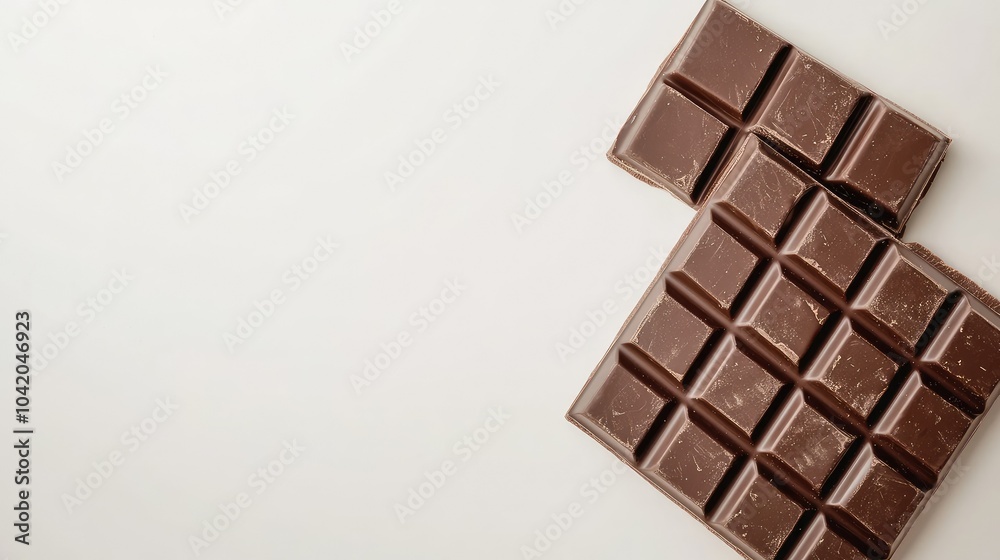 Fototapeta premium Flat lay of a chocolate bar packaging template with minimalistic design, isolated on a plain white backdrop.
