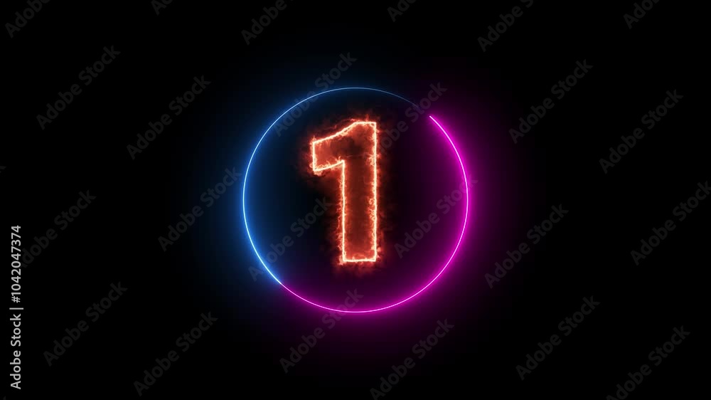Glowing neon animated number 1.  looping trendy glowing neon numeric number 1. Educational mathematics concept with neon letter. 4k motion video. 
