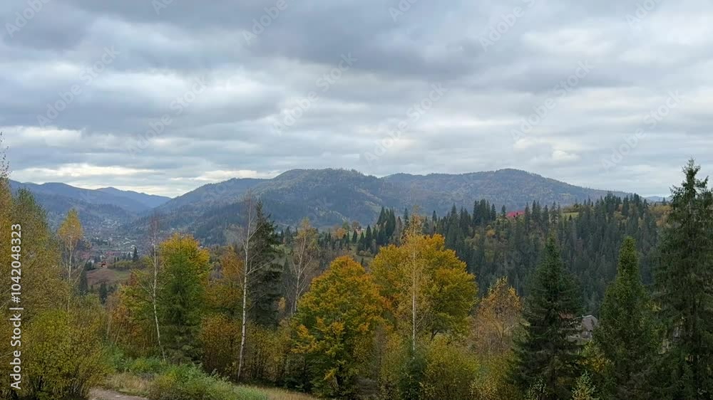 The landscape of Carpathian Mountains in the sunny weather. Perfect weather condition in the autumn season The landscape of Carpathian Mountains in the sunny weather. Perfect weather condition in the autumn season