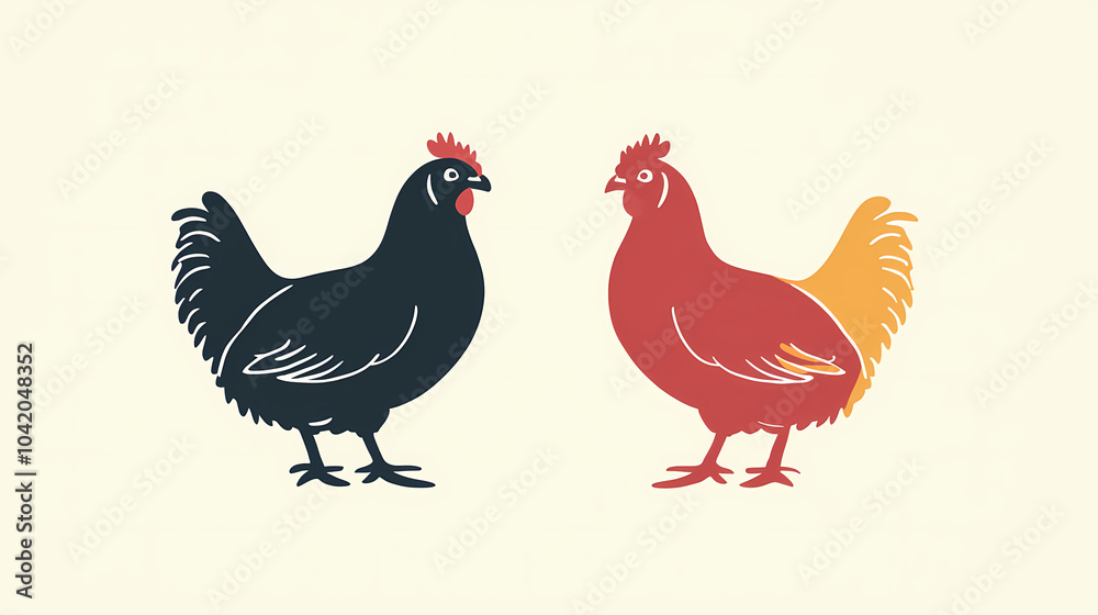 Fototapeta premium Hen logo icon silhouette chicken poultry. Minimalist Silhouette. Illustration