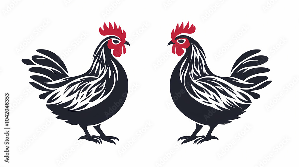 Fototapeta premium Hen logo icon silhouette chicken poultry. Minimalist Silhouette. Illustration