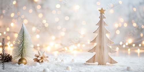 Wood Minimal Xmas Tree in a Festive Christmas Atmosphere with Warm Winter Cheer and Holiday Magic