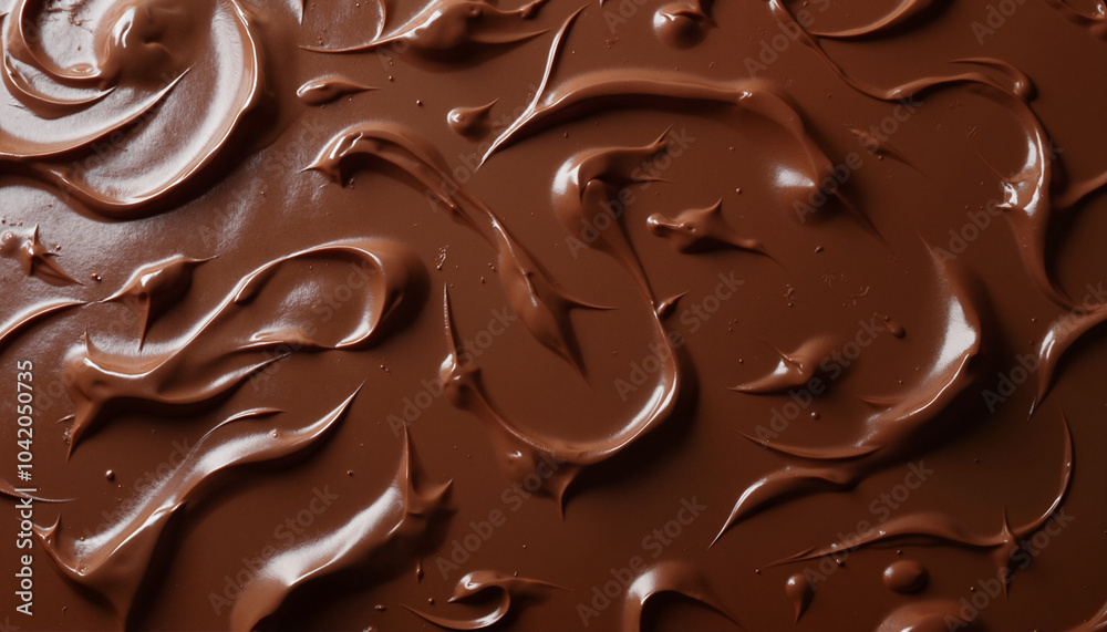 Swirled chocolate texture on a dark background for dessert decorations
