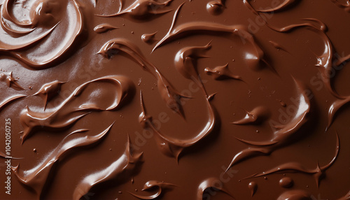 Obraz na płótnie Swirled chocolate texture on a dark background for dessert decorations w salonie