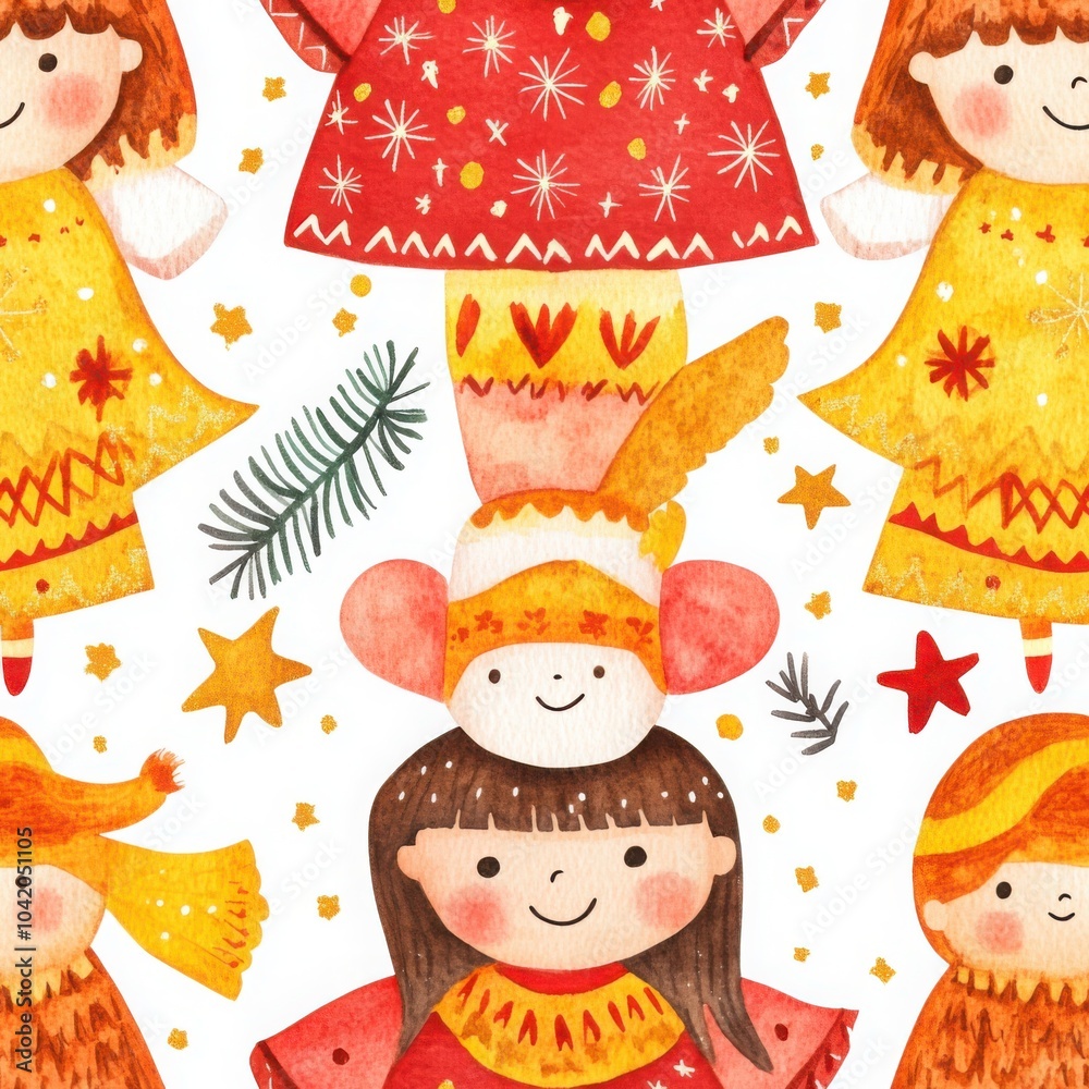 Softly Drawn Minimal Watercolor Christmas Angels Softly Drawn Minimal Watercolor Christmas Angels