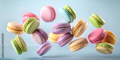 Wallpaper Mural colorful macarons floating in the air Torontodigital.ca