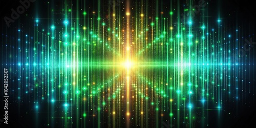 Colorful matrix green light leaks texture on black background  abstract dreamy aura