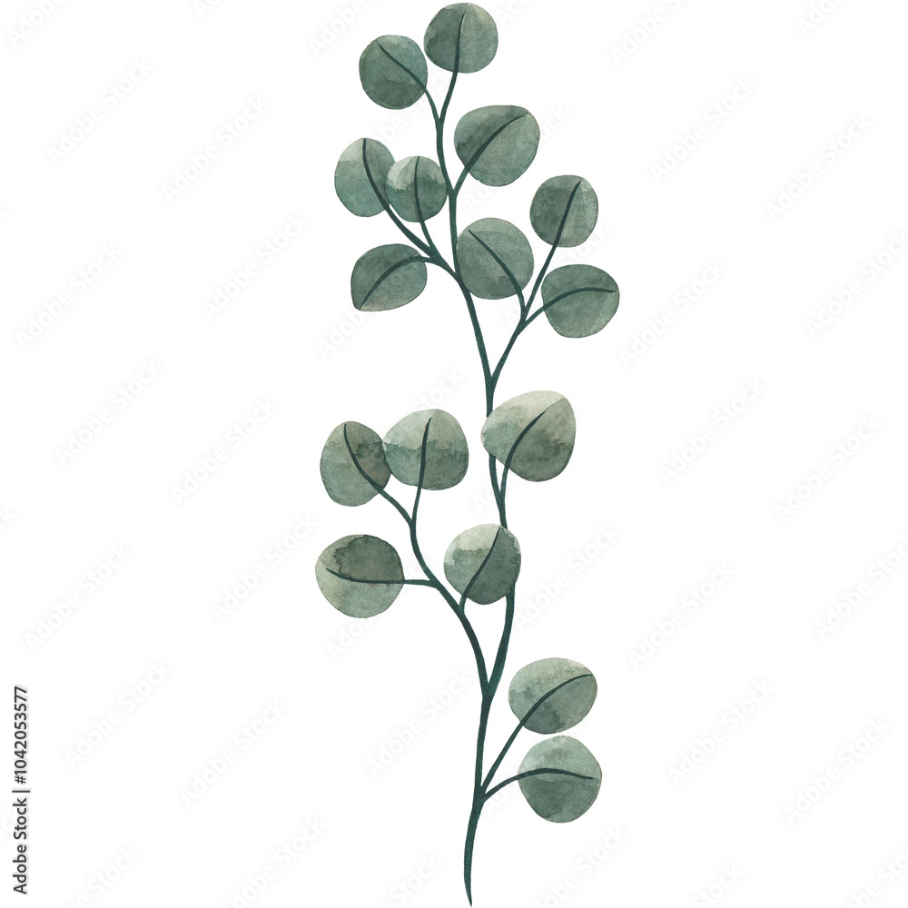 Obraz premium Watercolor Green Leaves and Flowers Clipart – Hand-Painted Botanical Florals and Foliage Elements for Wedding Invitations