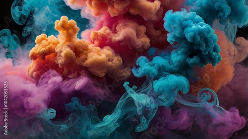 colorful floating bright smoke. background for any design