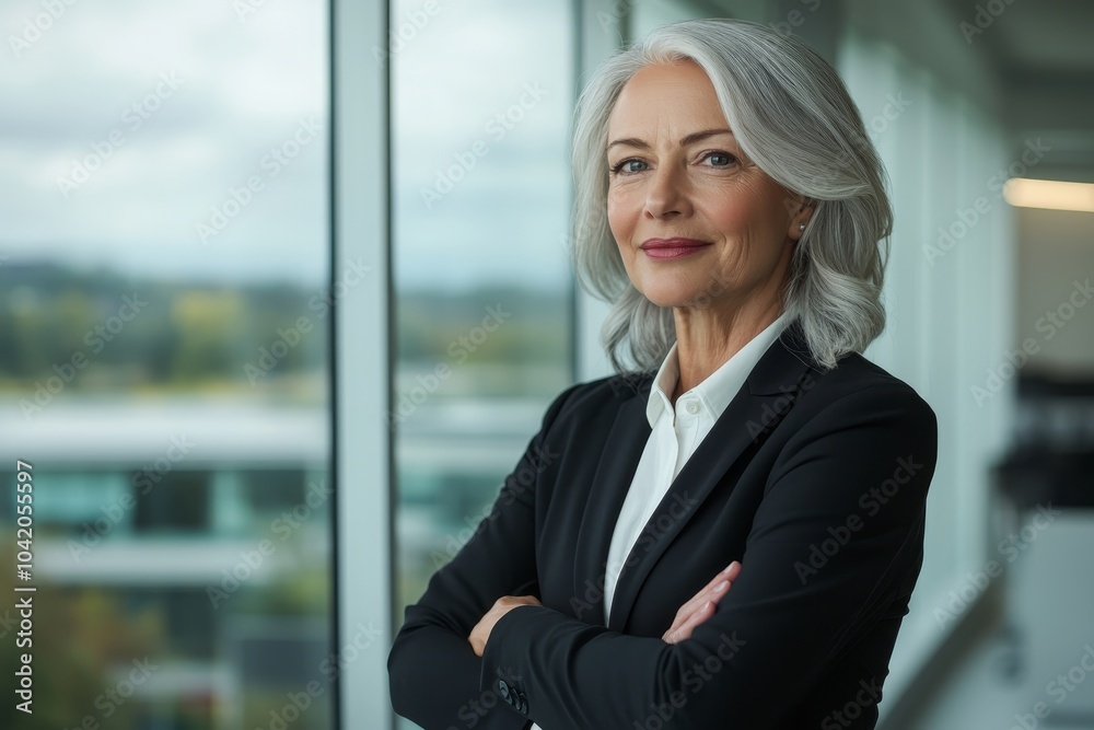 Elegant Businesswoman Portrait in Soft Light by Large Window, Confidence and Authority Concept for Professional Branding Elegant Businesswoman Portrait in Soft Light by Large Window, Confidence and Authority Concept for Professional Branding