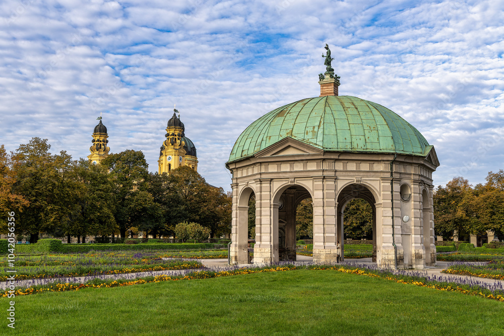 Autumn view of Hofgarten Park with Dianatempel in Munich, Germany Autumn view of Hofgarten Park with Dianatempel in Munich, Germany