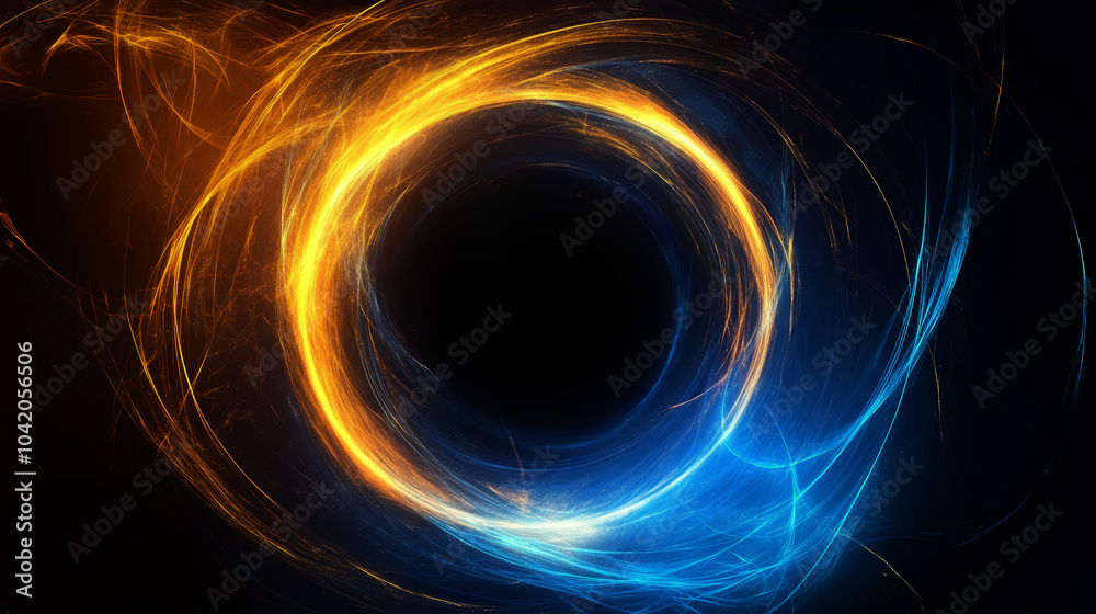 Abstract glowing light effect circle isolated on dark background, round ...