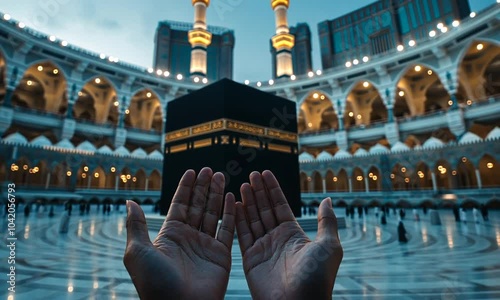 Raised Hands Before the Kaaba in Mecca
