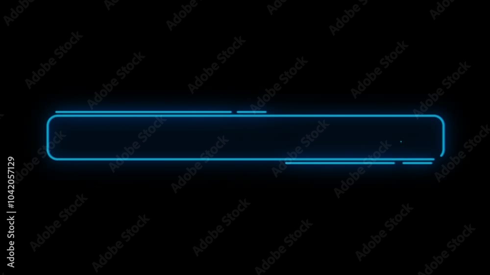 Animation blue neon light frame or text box on black background. 