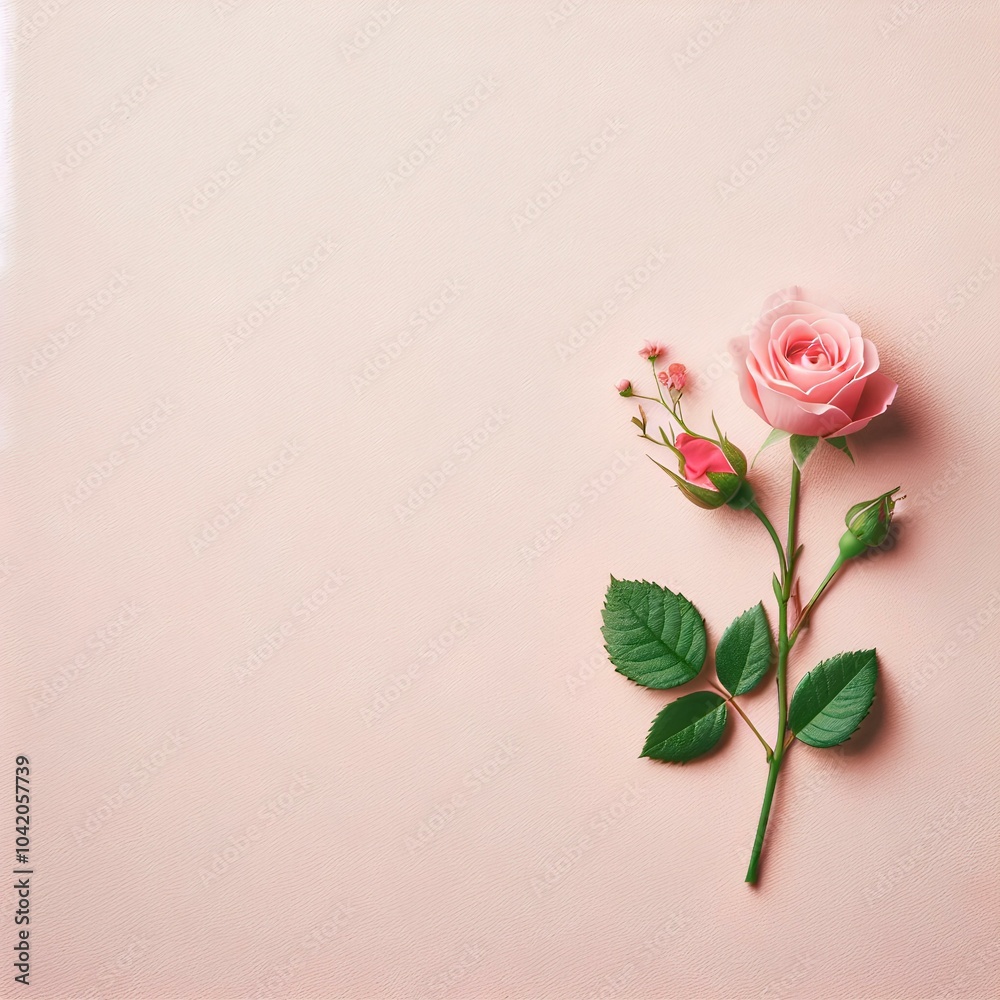 background on a pale pink canvas a rose has blossomed background on a pale pink canvas a rose has blossomed