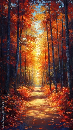 Autumn Forest Path Illustration