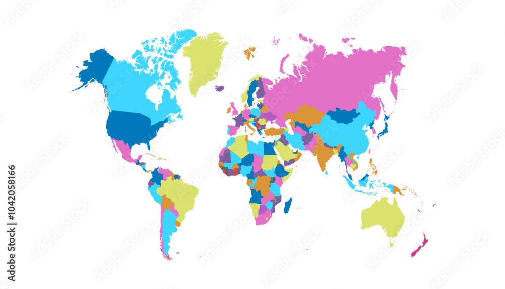 Fototapeta premium World map. Color modern vector map. Silhouette map