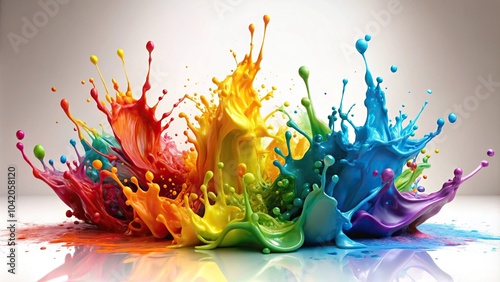 colorful paint splashes on white background