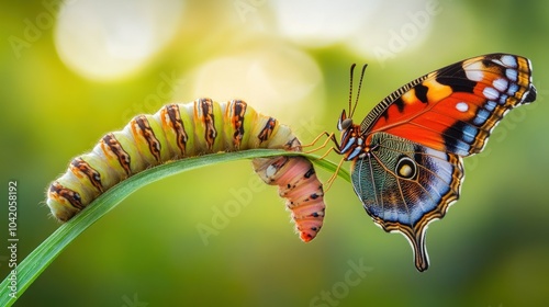 Metamorphosis: A caterpillar transforms into a butterfly