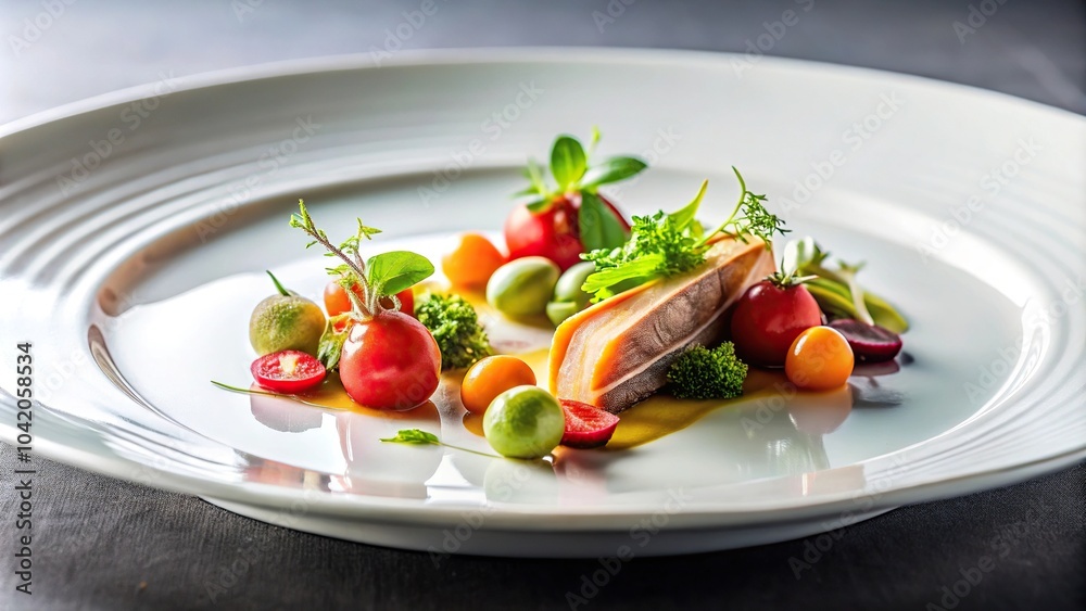 Plated dish at high end restaurant point of view Plated dish at high end restaurant point of view