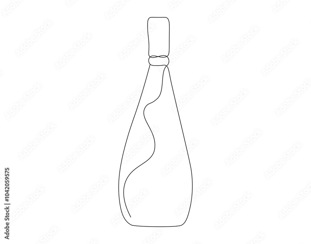 Continuous one line drawing of wine bottle. One line drawing illustration of wine bottle. World wine day concept single line. Editable outline Continuous one line drawing of wine bottle. One line drawing illustration of wine bottle. World wine day concept single line. Editable outline