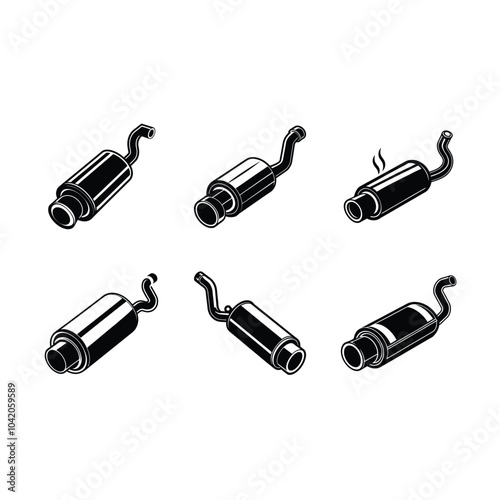 Exhaust-muffler  vector on white background, Instant Digital Download. Illustration for prints on t-shirt and bags, posters	
