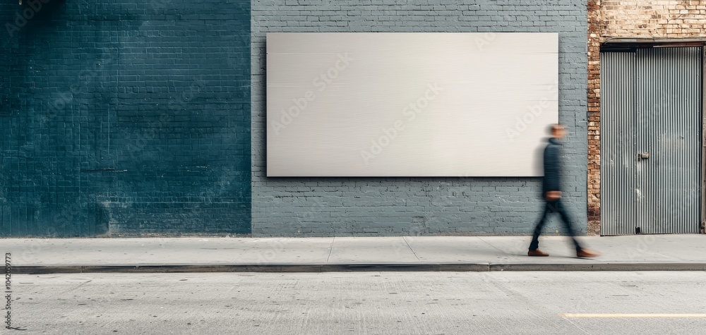 Urban Elegance Closeup of Blank Billboard on Brick Wall with Melancholic Street Scene - Realistic Cityscape Urban Elegance Closeup of Blank Billboard on Brick Wall with Melancholic Street Scene - Realistic Cityscape