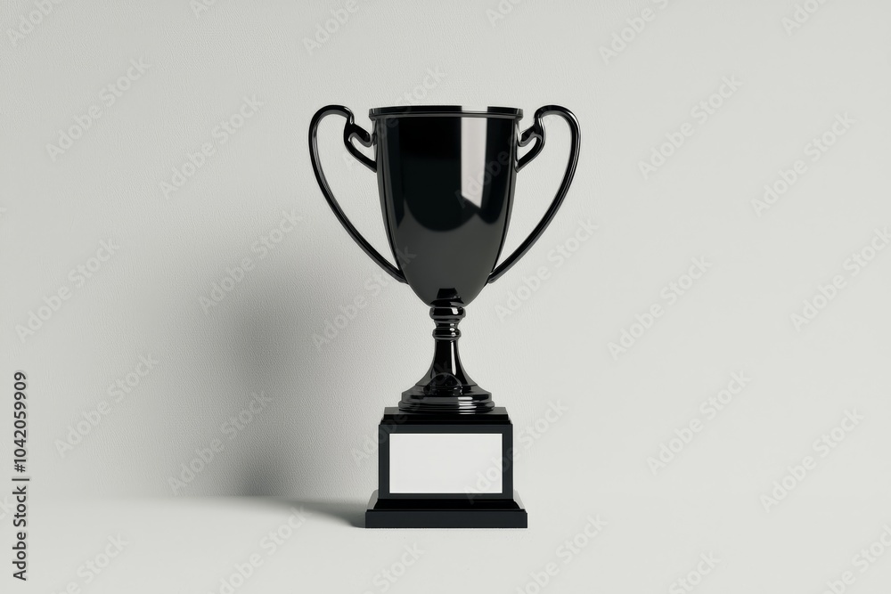 Elegant Black Trophy Cup on White - Symbol of Achievement and Success, Formal Awards Concept Elegant Black Trophy Cup on White - Symbol of Achievement and Success, Formal Awards Concept