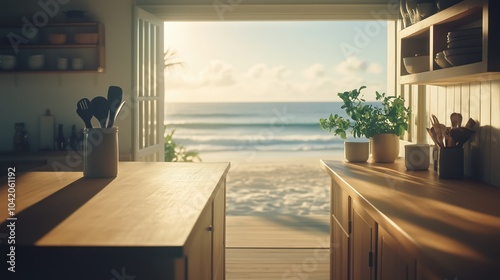 Beachfront Kitchen Overlooking Ocean	 photo