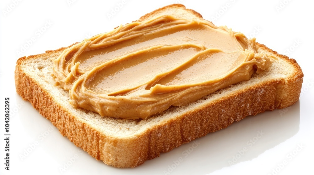 A creamy swirl of peanut butter spread on toasted bread, ready for a delicious breakfast or snack. A creamy swirl of peanut butter spread on toasted bread, ready for a delicious breakfast or snack.