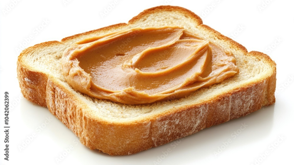A creamy swirl of peanut butter spread on toasted bread, ready for a delicious breakfast or snack. A creamy swirl of peanut butter spread on toasted bread, ready for a delicious breakfast or snack.