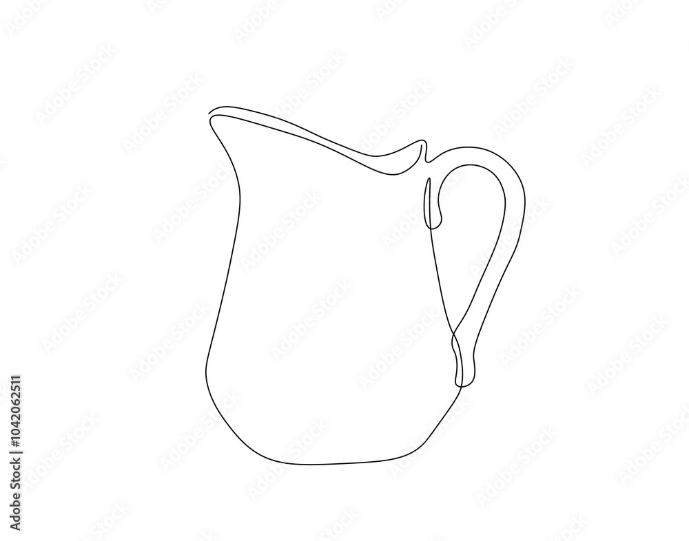 Continuous one line drawing of water pitcher. One line drawing illustration of pitcher drink. Mineral, drink jug concept single line. Editable outline Continuous one line drawing of water pitcher. One line drawing illustration of pitcher drink. Mineral, drink jug concept single line. Editable outline