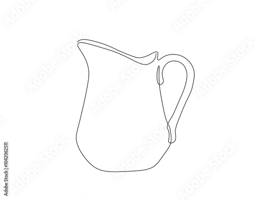 Continuous one line drawing of water pitcher. One line drawing illustration of pitcher drink. Mineral, drink jug concept single line. Editable outline