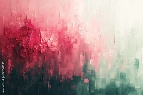 Pixelated abstract textured background in the colors of white, soft pink and mint green.