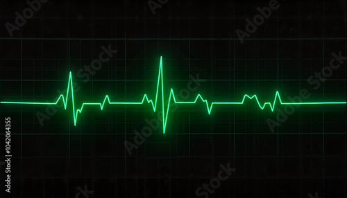 Obraz na płótnie Green heartbeat monitor showing vital signs on dark background w salonie
