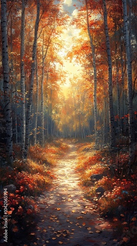 Autumn Forest Path Illustration