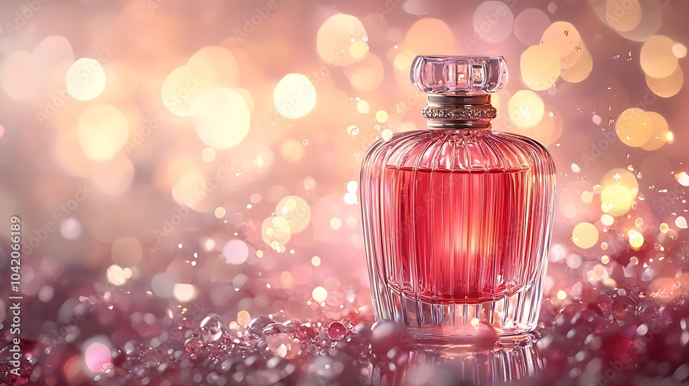 Elegant Luxury Perfume Bottle on a Glimmering Background
