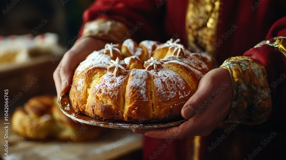 Fototapeta premium hands holding christmas bread