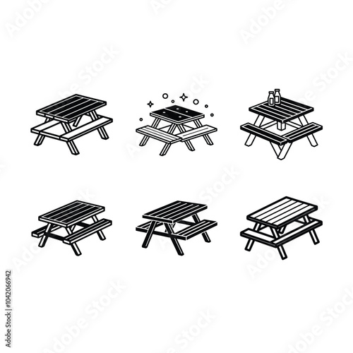 Picnic-table  vector on white background, Instant Digital Download. Illustration for prints on t-shirt and bags, posters	
