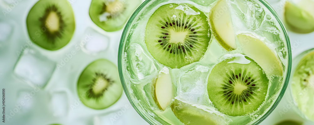 Refreshing Juice with Kiwi and Apple Slices Refreshing Juice with Kiwi and Apple Slices