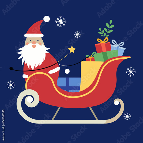 Santa's sleigh silhouette vector illustration on white background