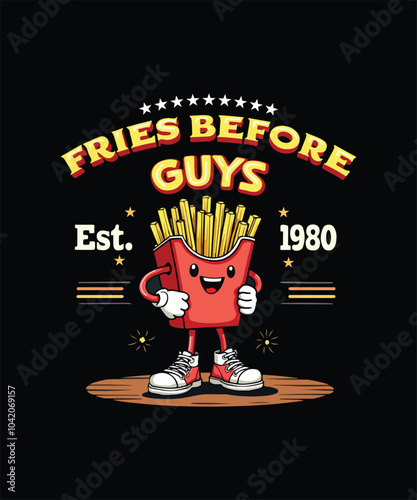 Trendy French Fries T-Shirt Design - Fun and Stylish Fast Food Art