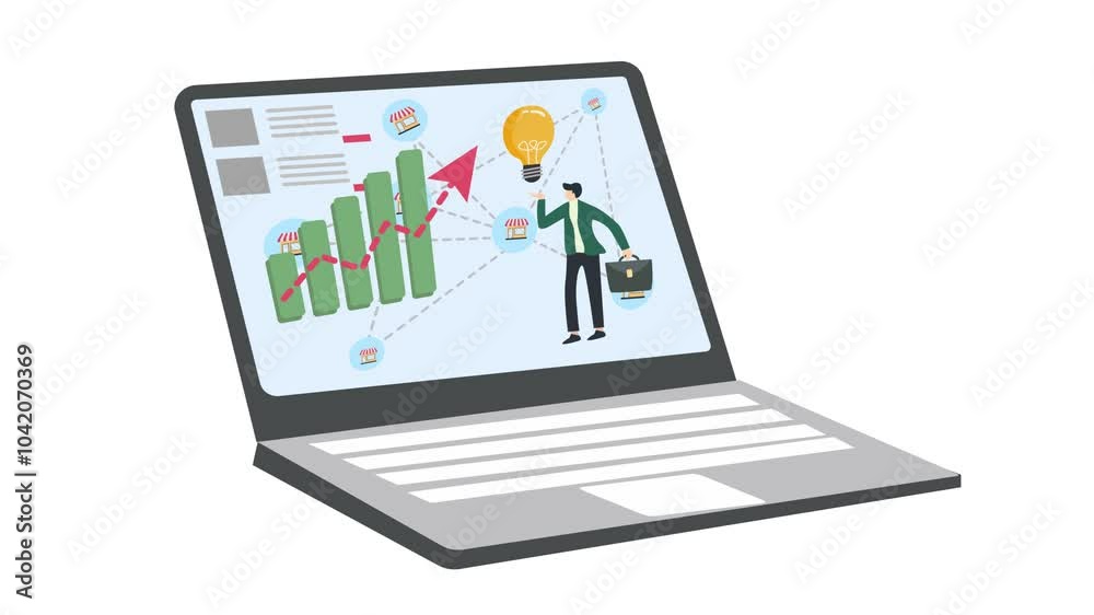 sales report dashboard on laptop screen, sales report dashboard on laptop screen,