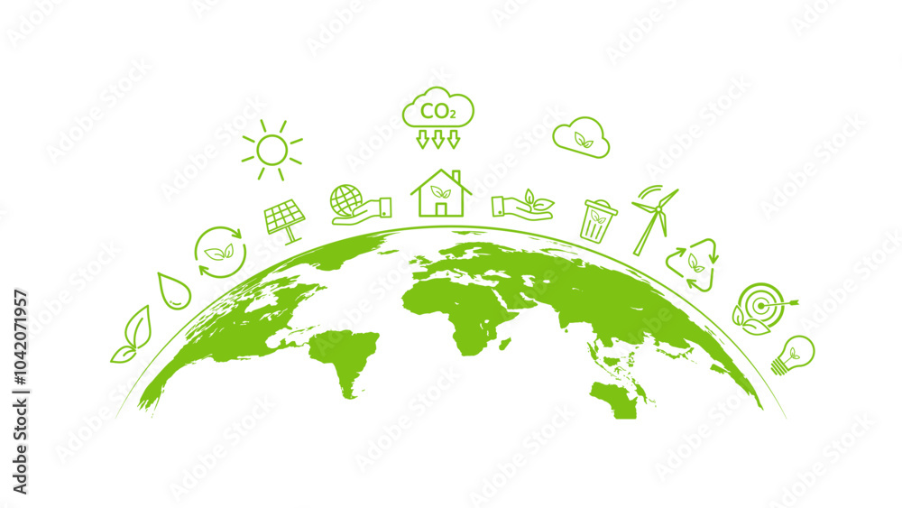 Sustainable corporation development, CO2 reduction and Carbon Net zero emission concept, ESG Environment Society and Governance, Car electricity charge, vector illustration Sustainable corporation development, CO2 reduction and Carbon Net zero emission concept, ESG Environment Society and Governance, Car electricity charge, vector illustration