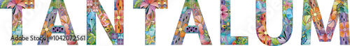 Word TANTALUM. It is a chemical element. Vector decorative zentangle object for any purpose