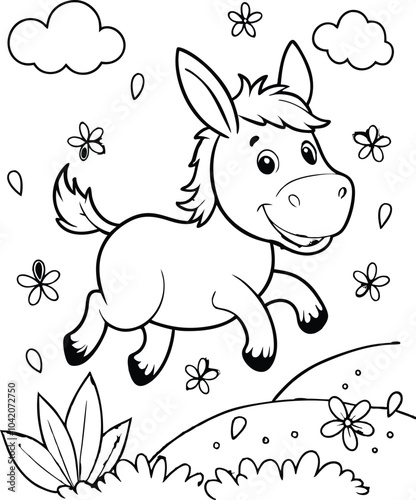 Cute kawaii unicorn line art coloring page, drawing unicorn kids coloring book.