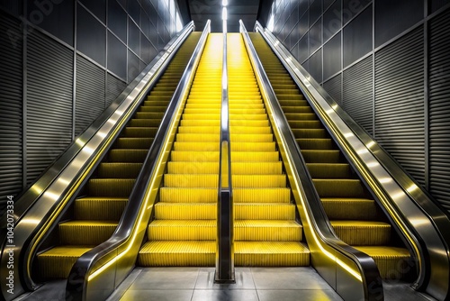 Concept = Black and yellow escalator with yellow step silhouette