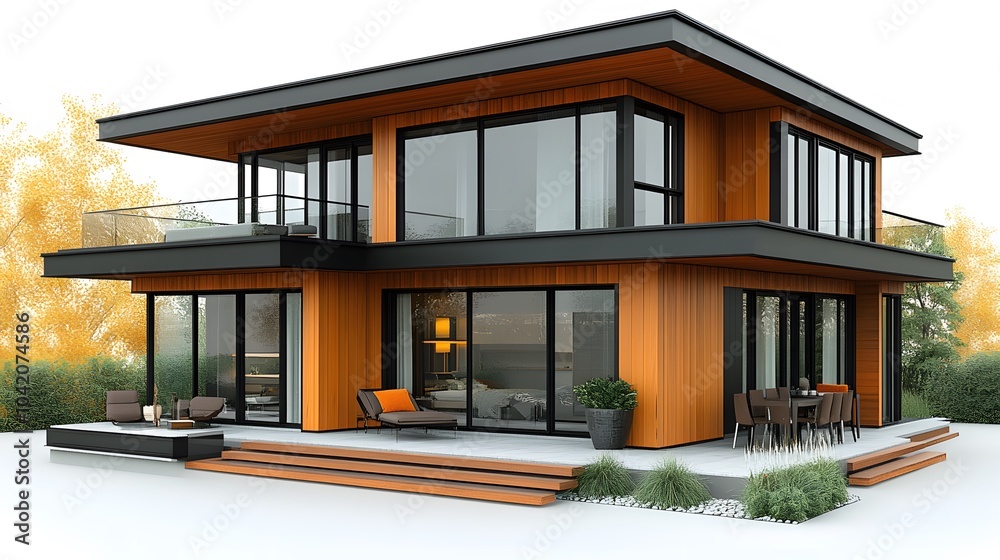 Minimalist tiny loft house with modern design in 3D isometric style, showcasing compact living spaces and a clean white background Minimalist tiny loft house with modern design in 3D isometric style, showcasing compact living spaces and a clean white background