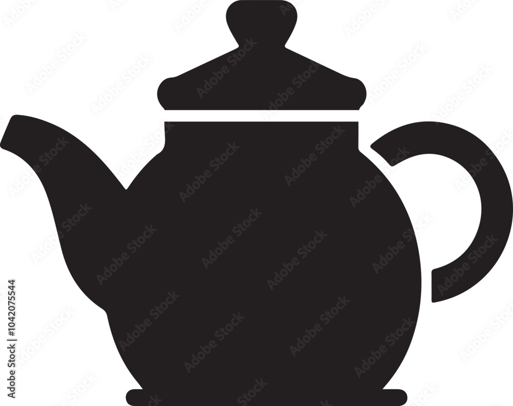Obraz premium Tea Pot silhouette vector art ,modern, shape, food and drink, kettle, symbol, 